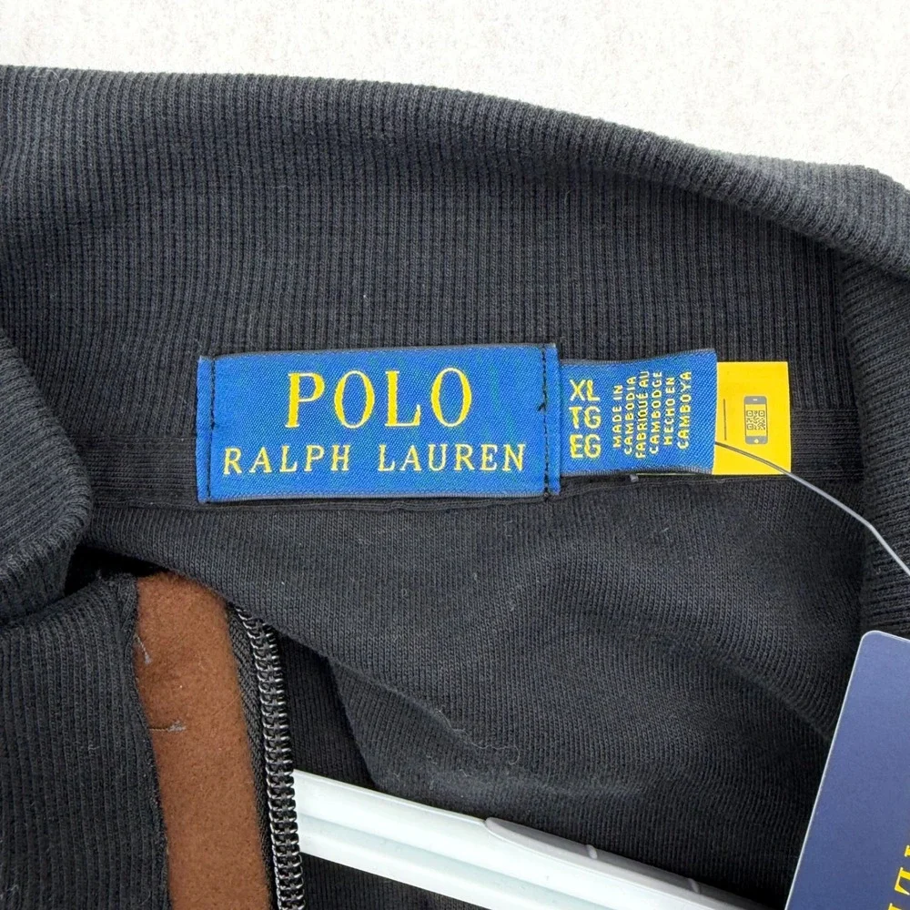 Polo Ralph Lauren Mens XL Quarter Zip Pullover Black Cotton Blend 710890534031